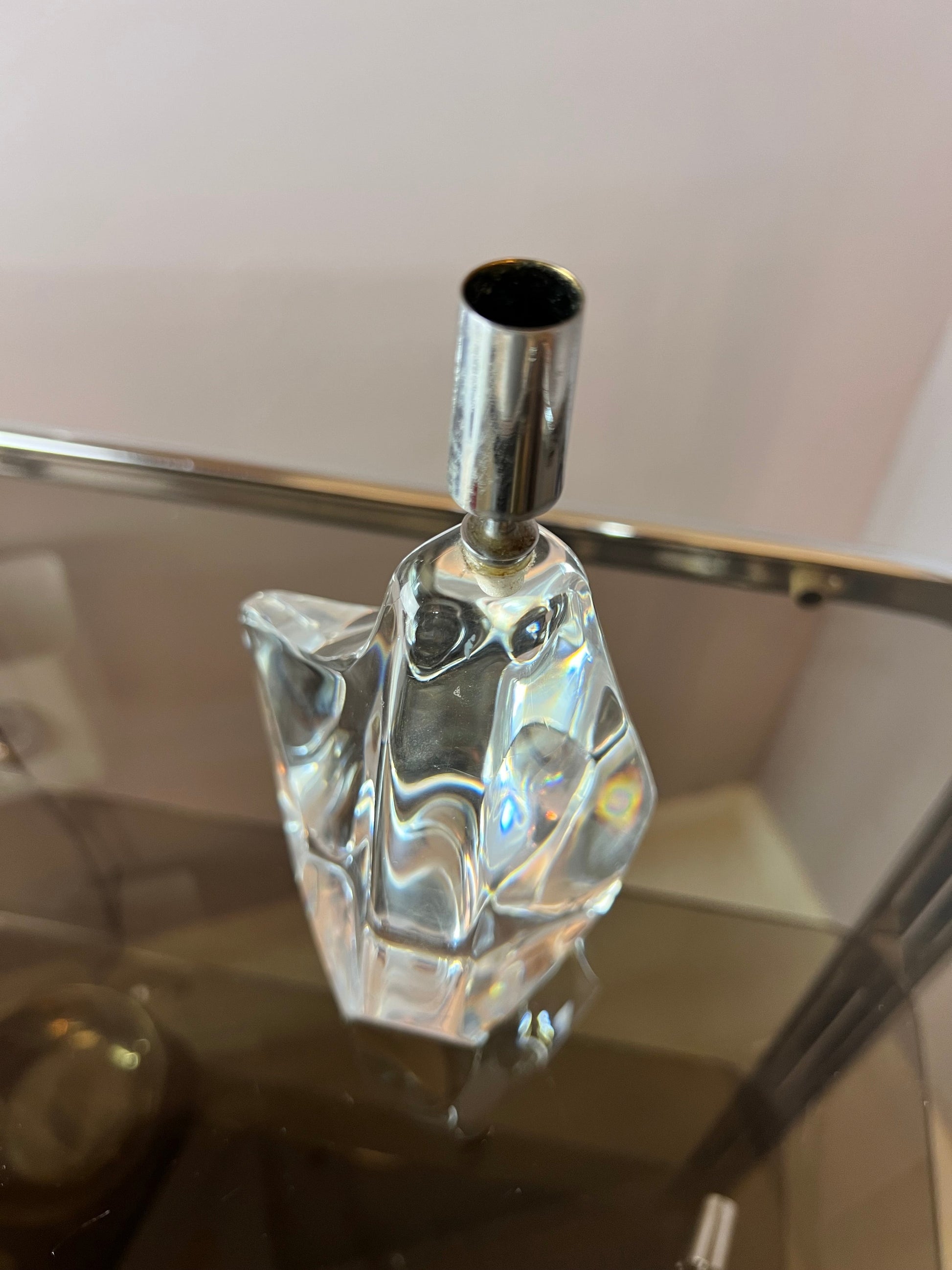 Vintage Kerzenständer Iceberg Glas von Daum Nancy