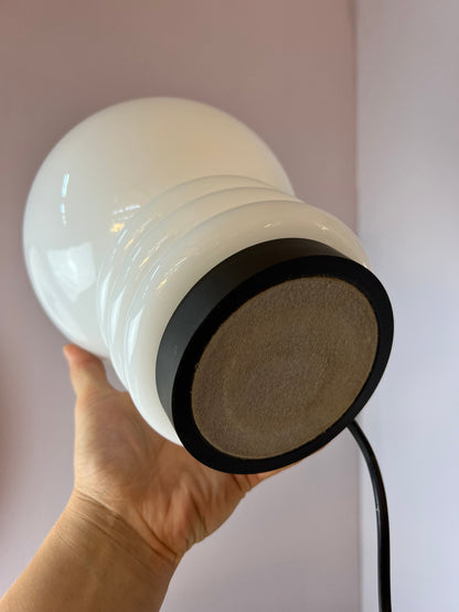 Vintage Tischlampe Glas von Glashütte Limburg weiß