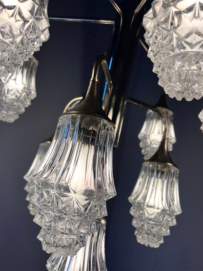 Vintage Kronleuchter Glas von Richard Essig 10-flammig