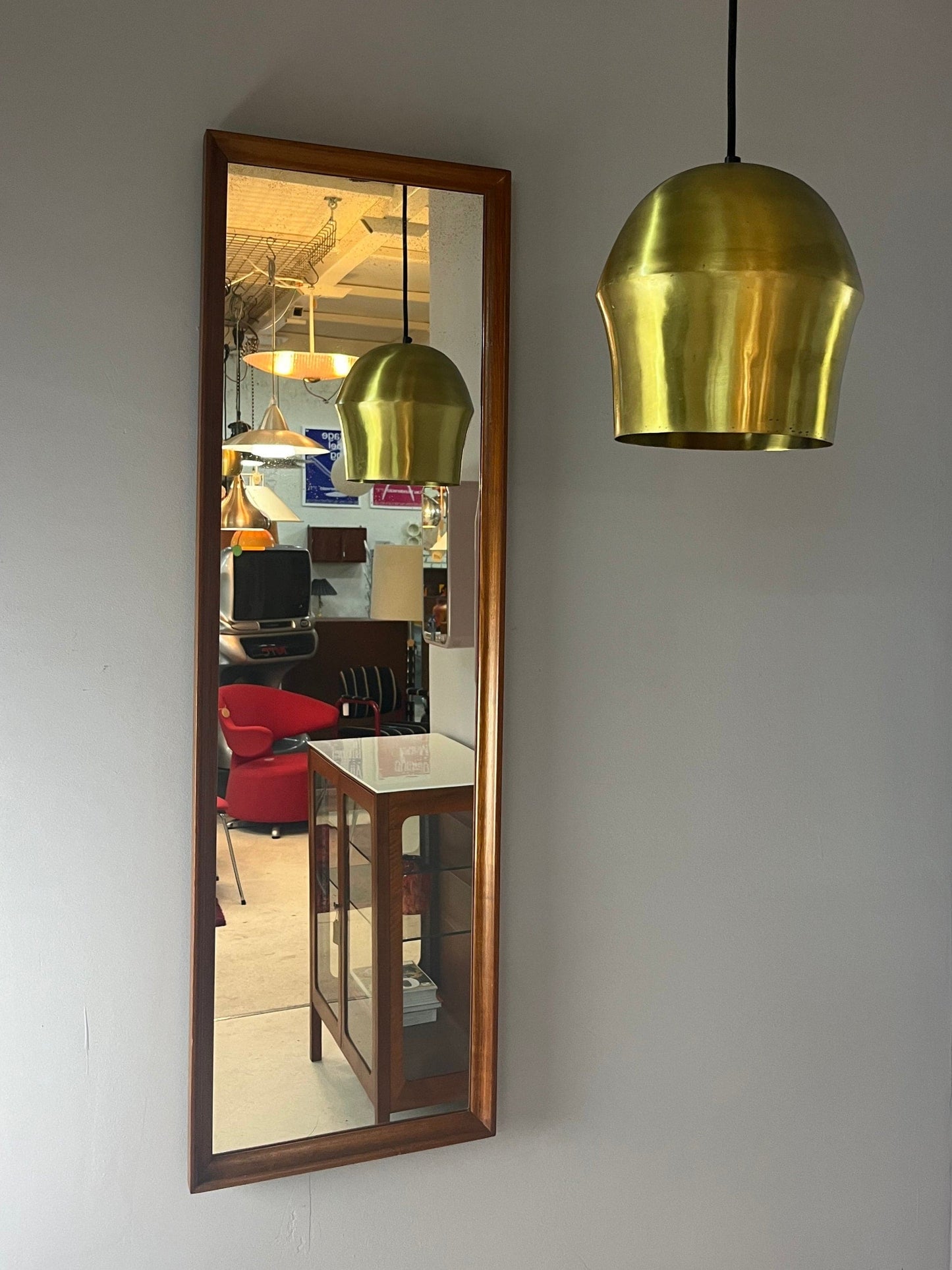 Lampe suspendue vintage en laiton du Danemark