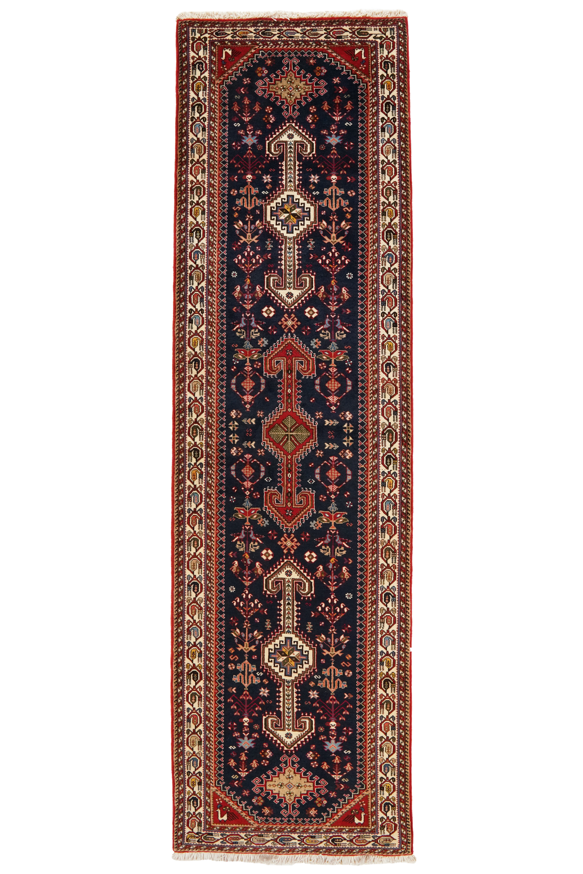 Vintage carpet Nasrabad 305x81cm colorful nature motif