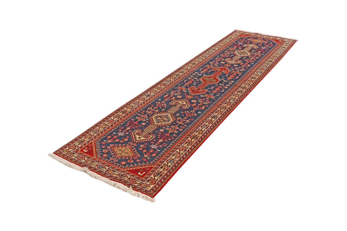 Vintage carpet Nasrabad 305x81cm colorful nature motif