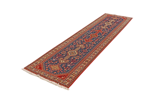 Vintage carpet Nasrabad 305x81cm colorful nature motif