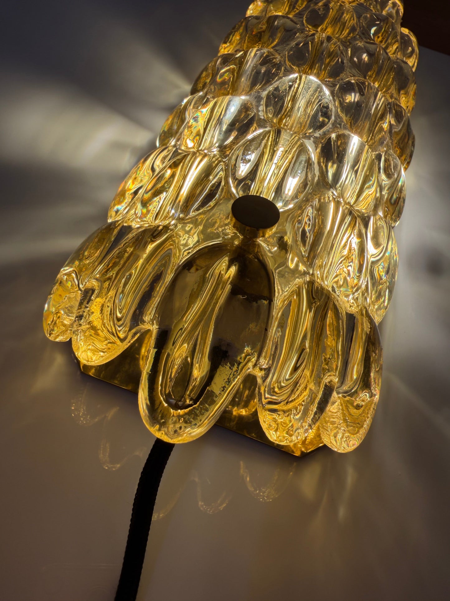 Vintage Wandlampe Glas Messing von Carl Fagerlund für Orrefors