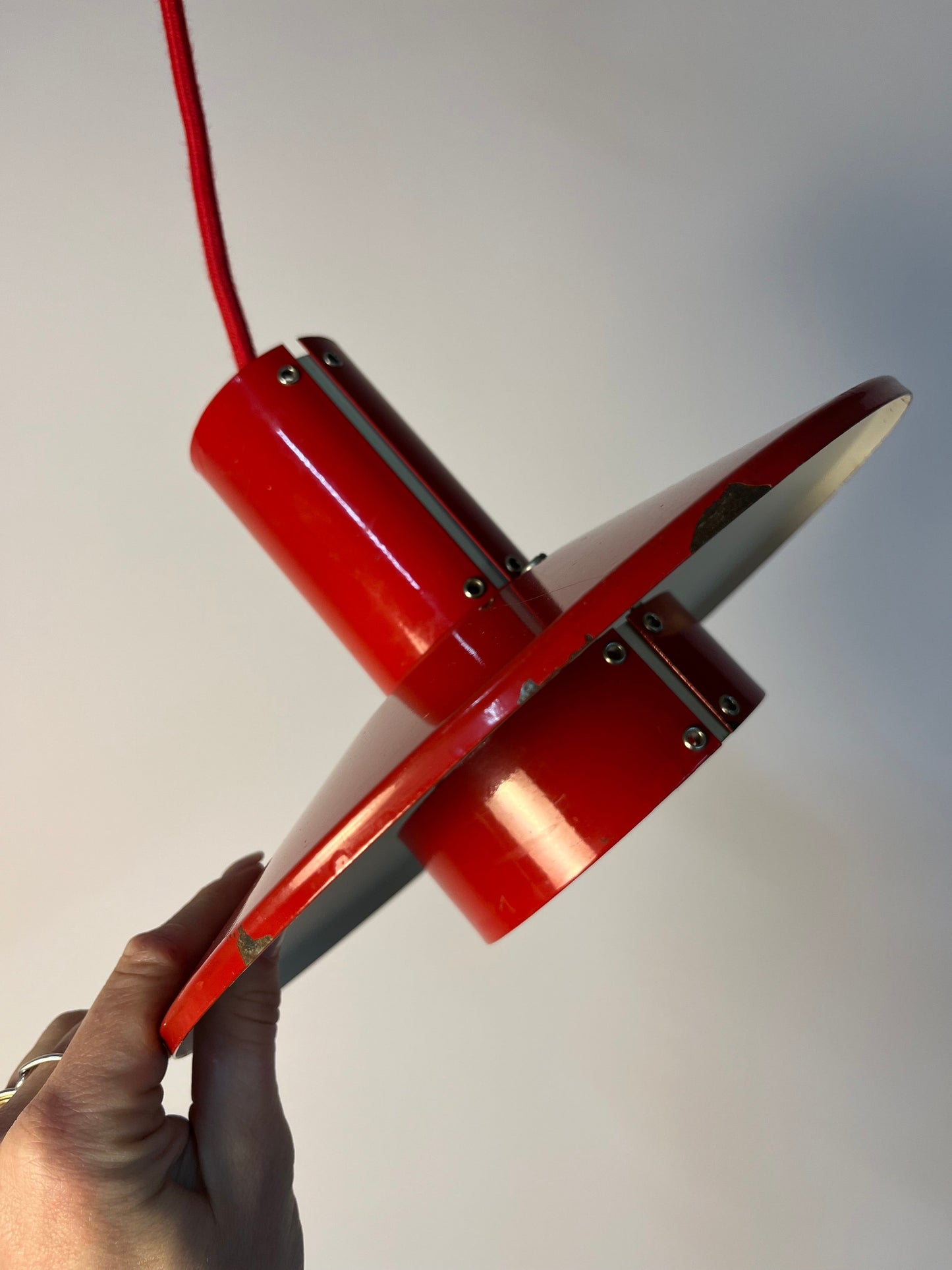 Vintage Lamellenlampe Flipper von Mogens Davidsen für SC Sørensen rot