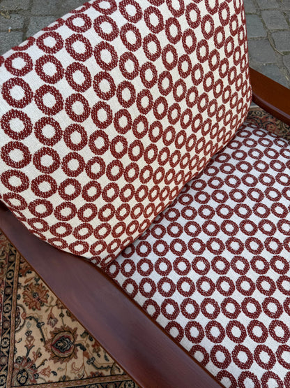 Vintage Sessel Mahagoni Brutalismus mit Kreismuster