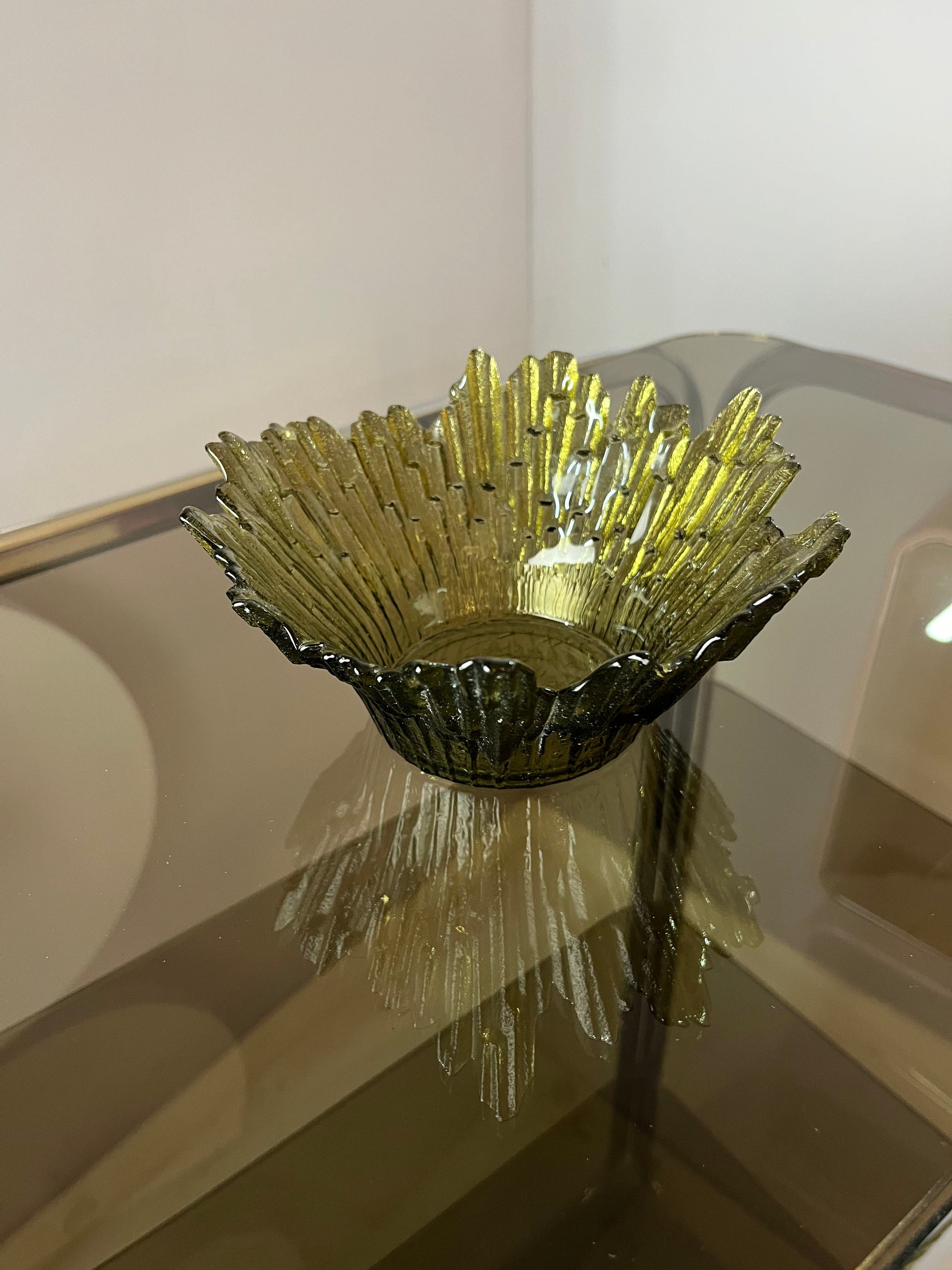 Schale Revontulet grau Glas von Tauno Wirkkala für Humppila