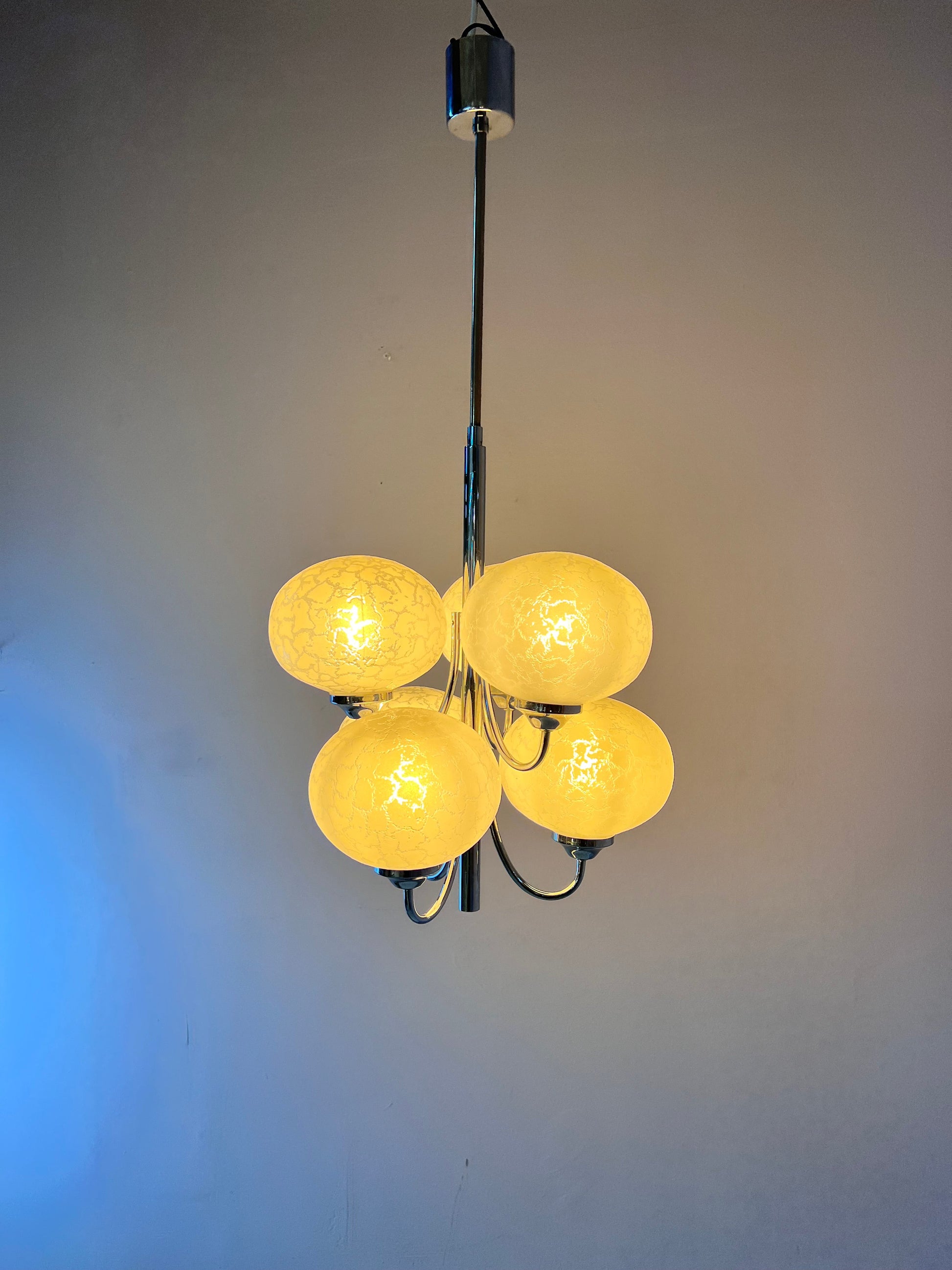 Vintage Kronleuchter mit 6 Kugeln von Richard Essig für Hustadt