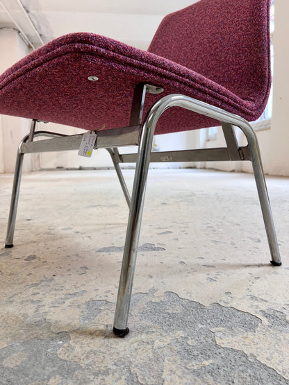 Vintage Sessel Lufthavnsstol von Anden Arkitekt für Duba Møbelindustri brombeer-pink Chrom
