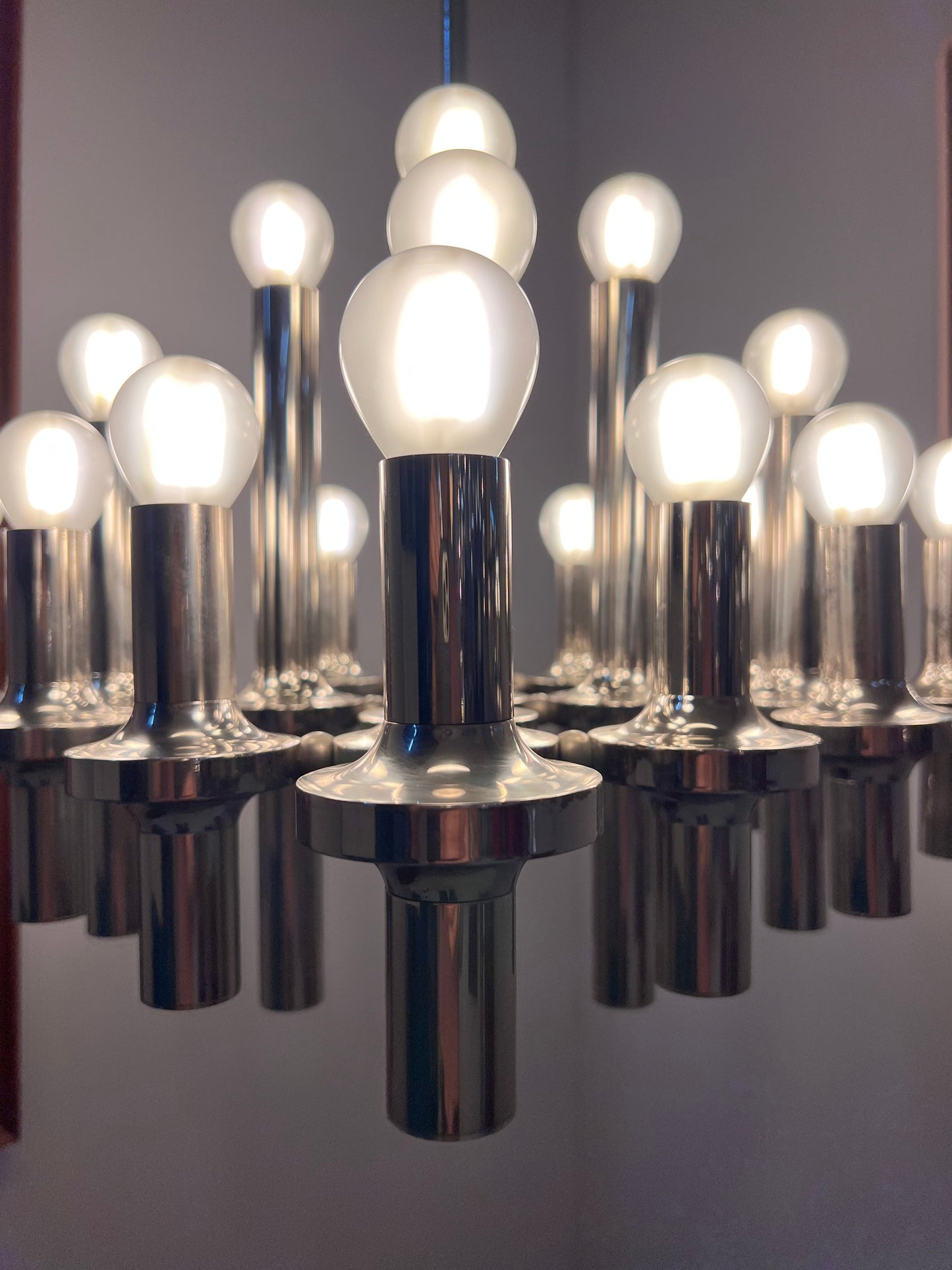 Lustre chromé vintage de Gaetano Sciolari pour STAFF