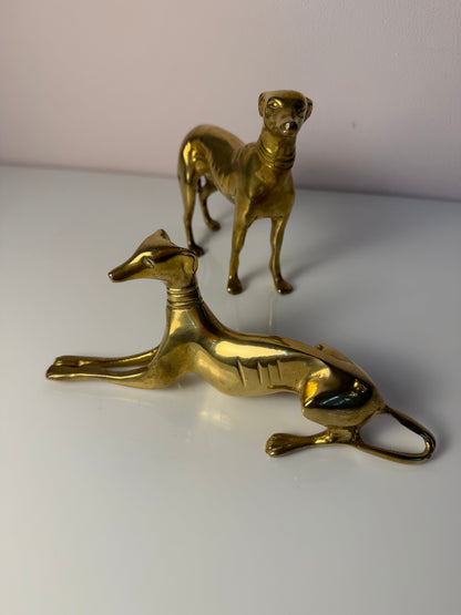 Set von 2 Vintage Windhund Skulptur aus Messing, Art Déco