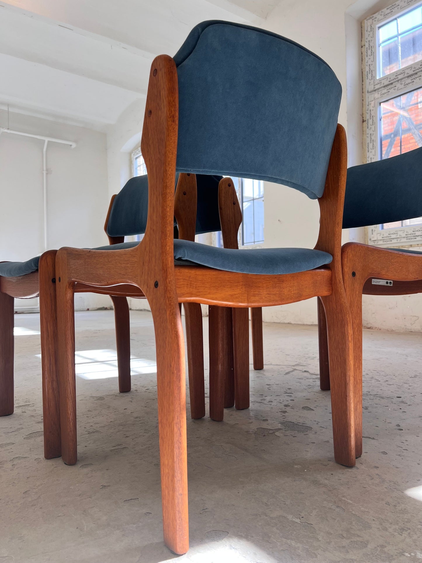 Vintage Polsterstuhl Set von 4 von Erik Buch für O.D. Møbler blau Teak