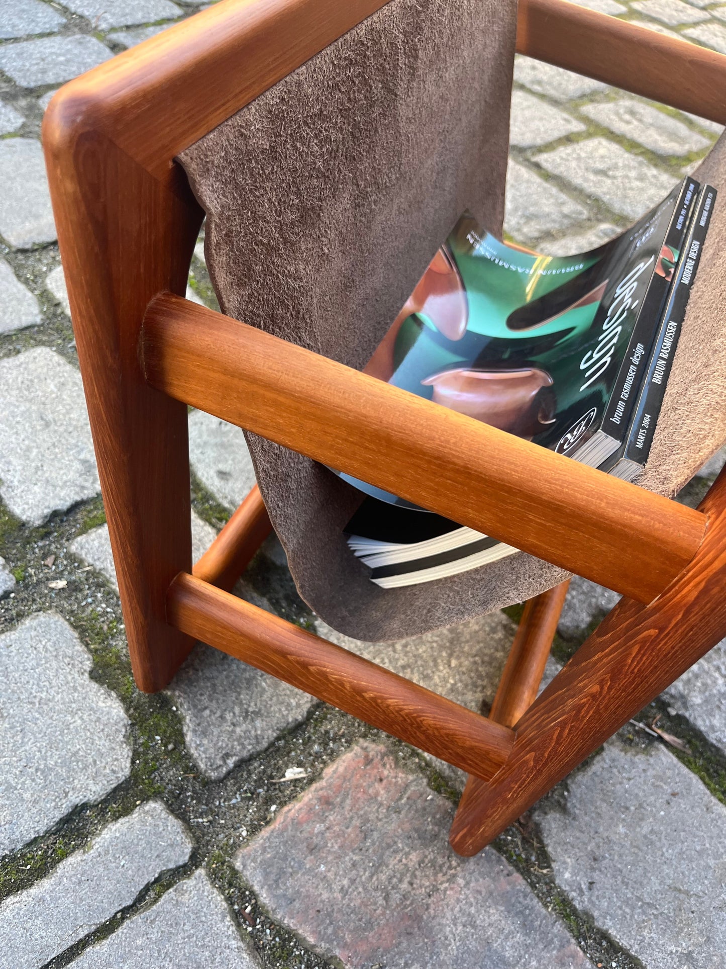 Zeitungsständer Teak Echtleder von Aksel Kjersgaard für Salin Møbler