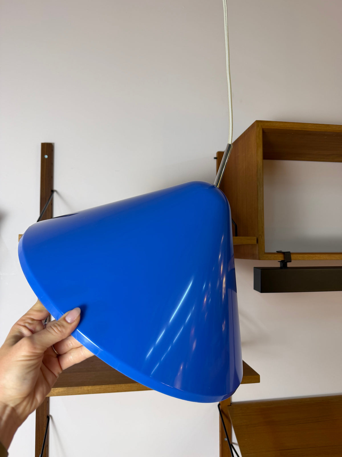 Vintage Hängelampe "Apollo" blau von Nordisk Solar