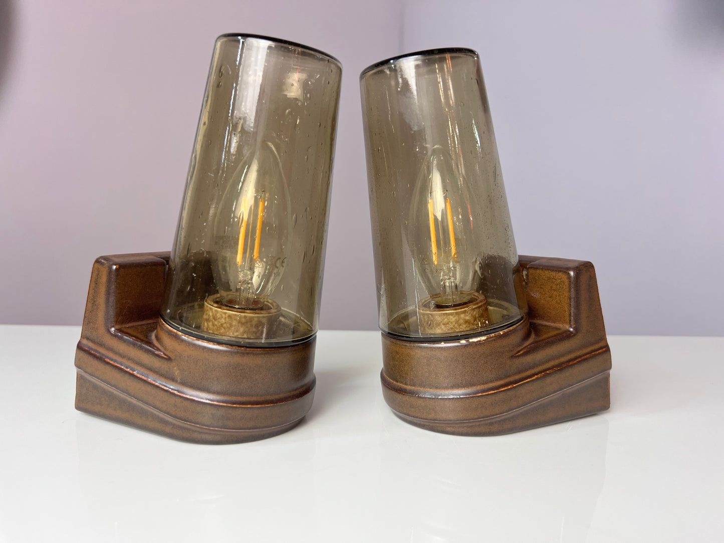 Vintage Wandlampe Modell 6080 von Sigvard Bernadotte für Ifö Rauchglas Set von 2