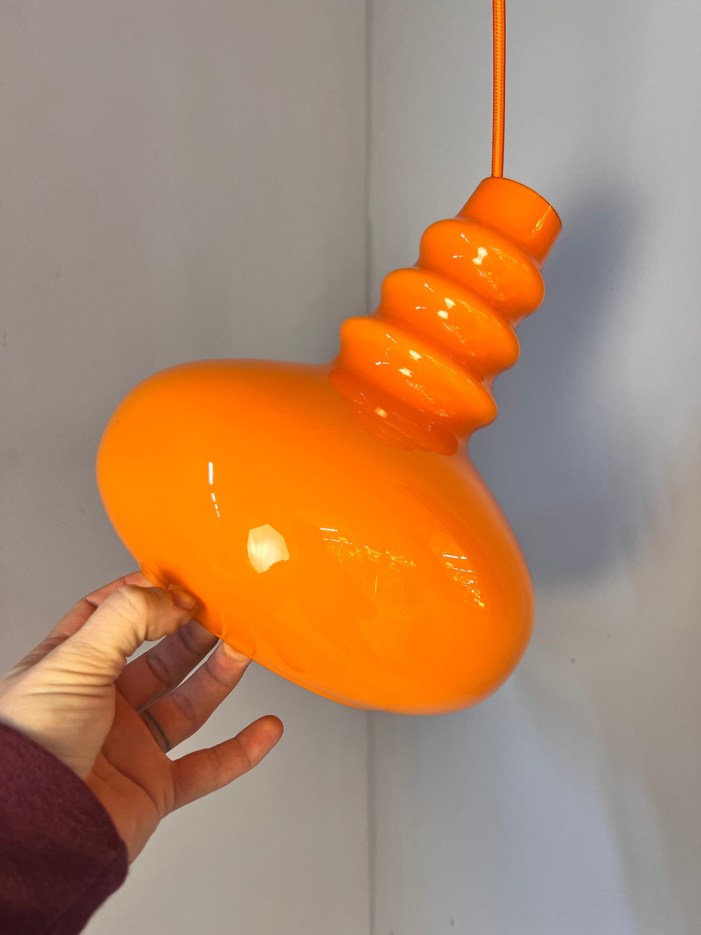 Vintage Hängelampe von Peill und Putzler, orange, Glas