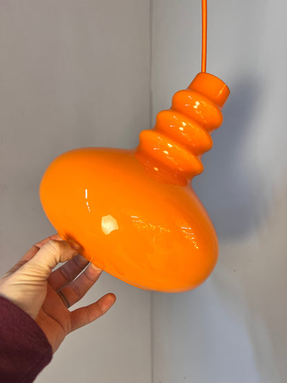 Vintage Hängelampe von Peill und Putzler, orange, Glas