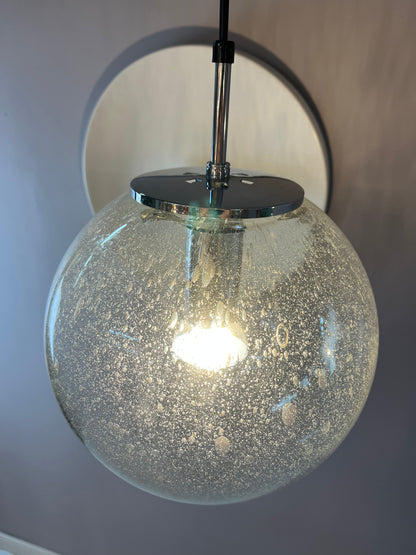 Vintage Kugellampe Einschlussglas Chrom von Glashütte Limburg