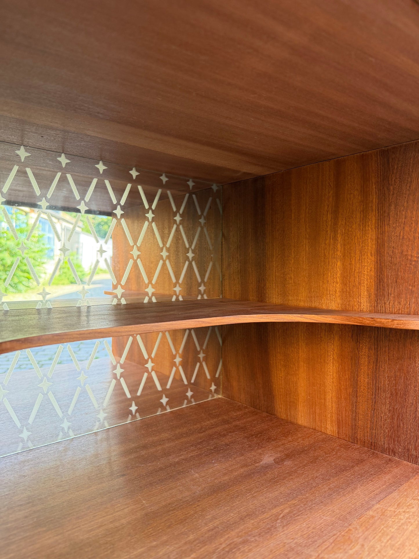 Vintage Highboard Teak mit Vitrine und Minibar aus Dänemark