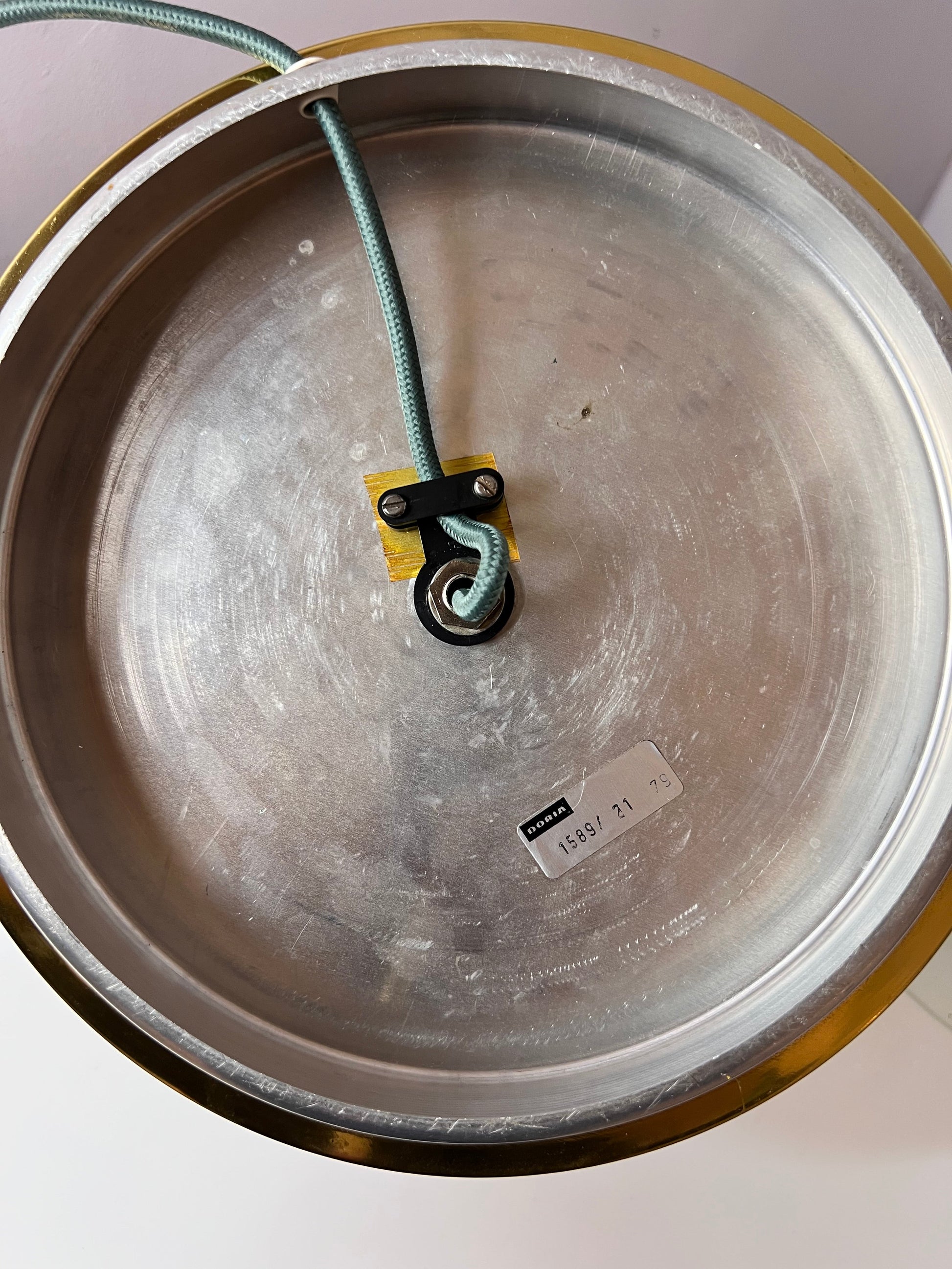 Vintage Tischlampe grün-weiß Glas von Doria