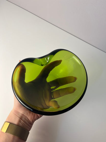 Vintage Aschenbecher grün Glas von Holmegaard