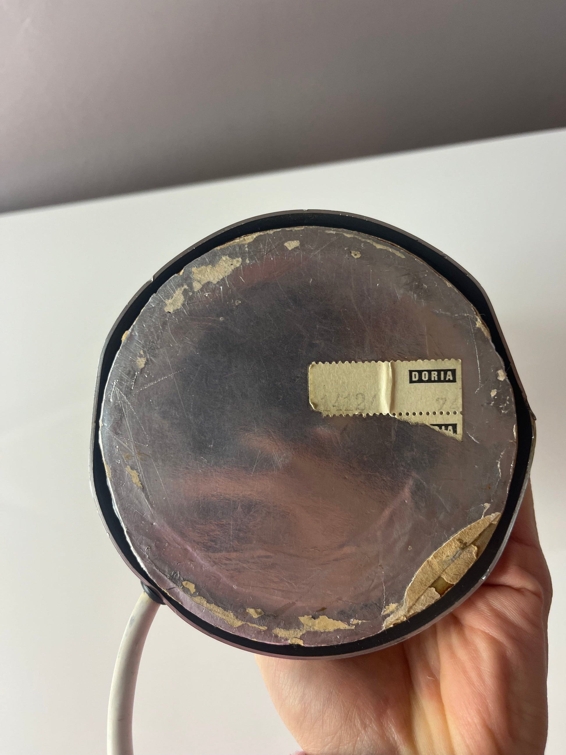 Vintage Tischlampe von Doria weiß orange Glas Chrom