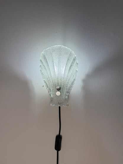 Vintage Wandlampe Muschel Glas von Sölken