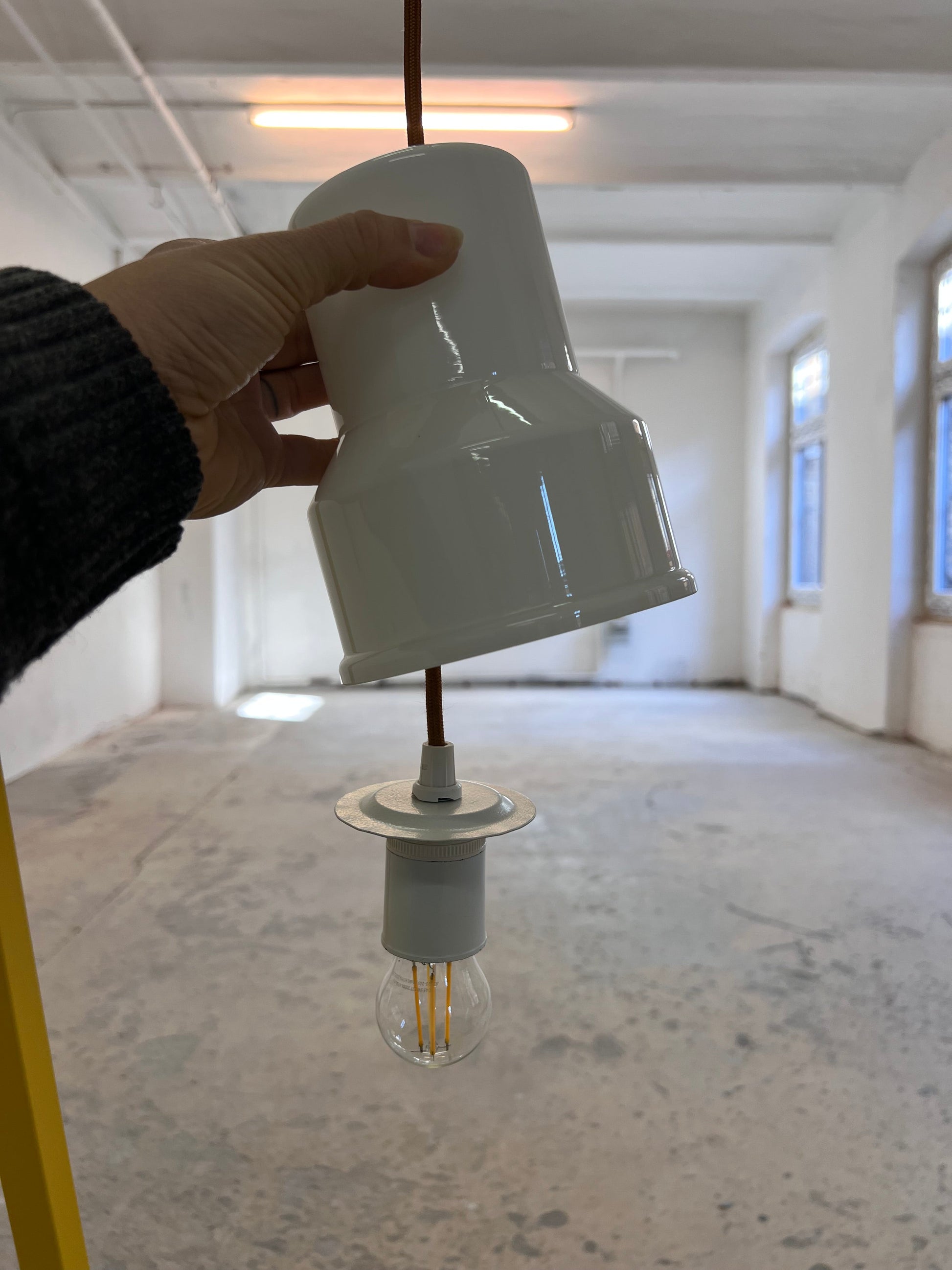 Vintage Hängelampe von Sidse Werner für Holmegaard, weißes Glas
