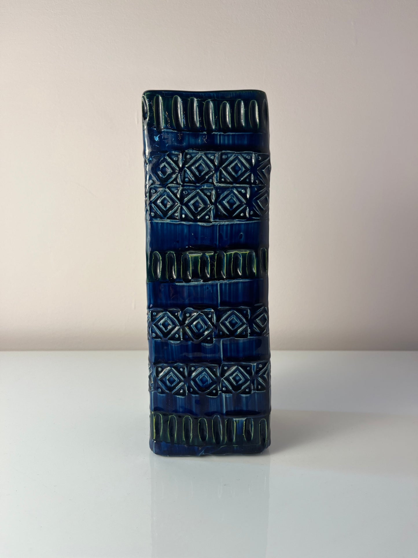 Vintage Vase Rimini Blue von Aldo Londi für Bitossi eckig