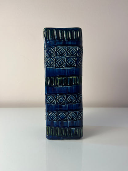 Vintage Vase Rimini Blue von Aldo Londi für Bitossi eckig