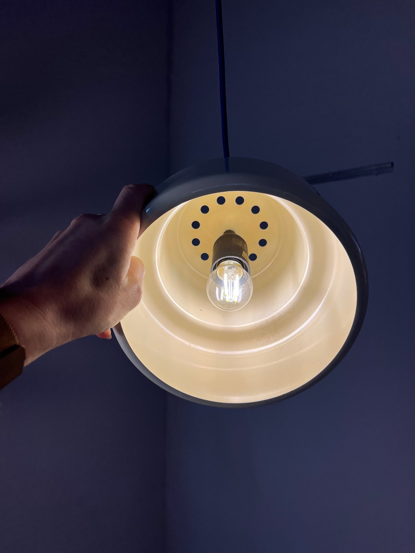 Vintage Hängelampe Poker von Jo Hammerborg für Fog und Mørup cremeweiß