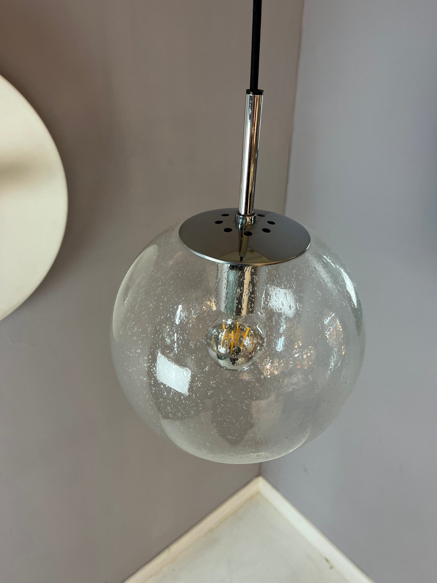 Kugellampe Einschlussglas Chrom von Glashütte Limburg