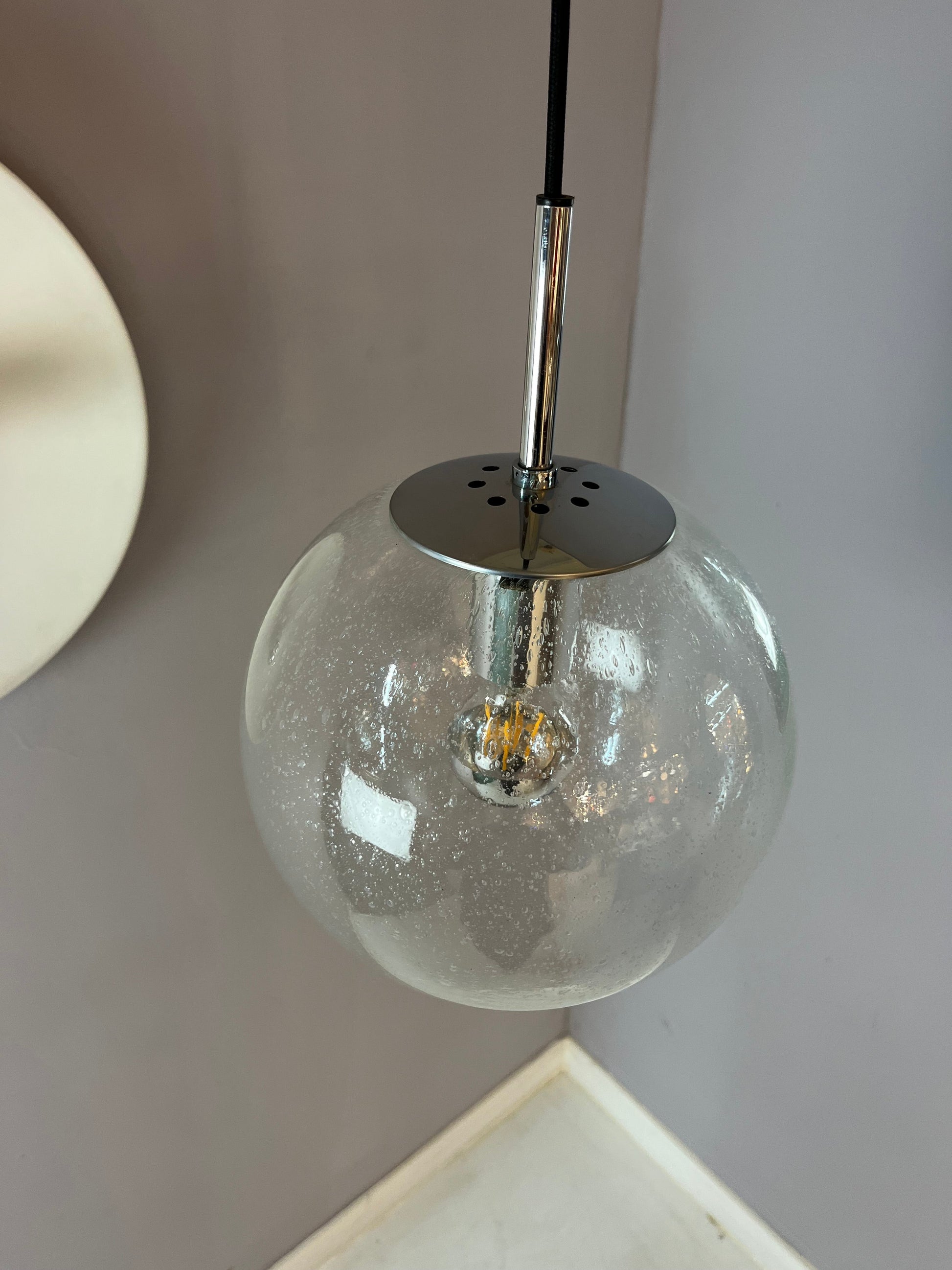 Kugellampe Einschlussglas Chrom von Glashütte Limburg