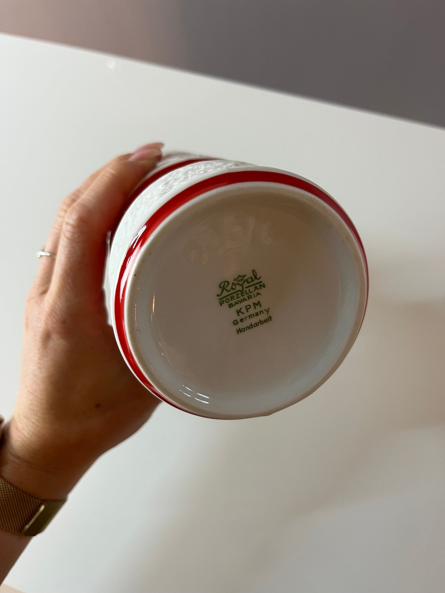 Vase 635/2 rot von Royal Porzellan Bavaria KPM