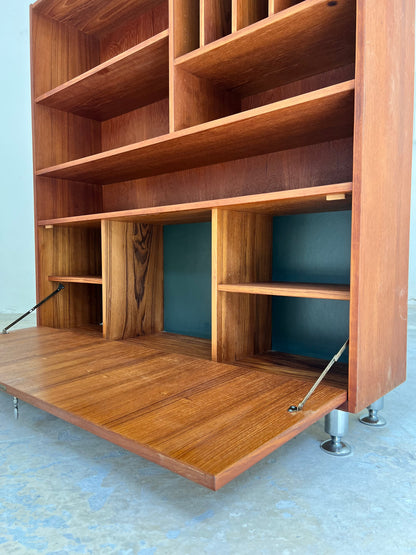 Vintage Bücherregal mit Klappfach Teak aus Dänemark