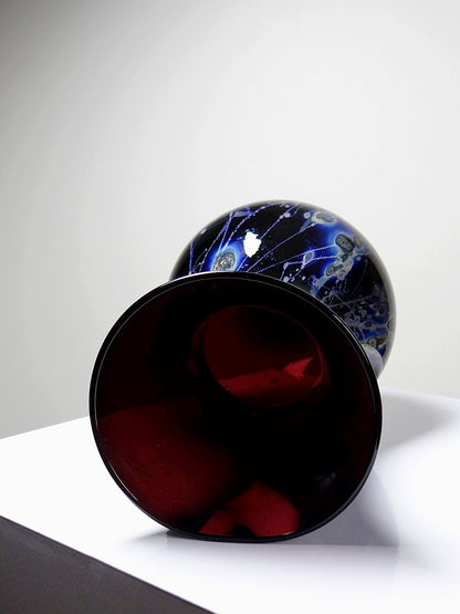 Vintage Kunstglasvase Violett mit Silberinclusionen von Studio Glass für Frankreich