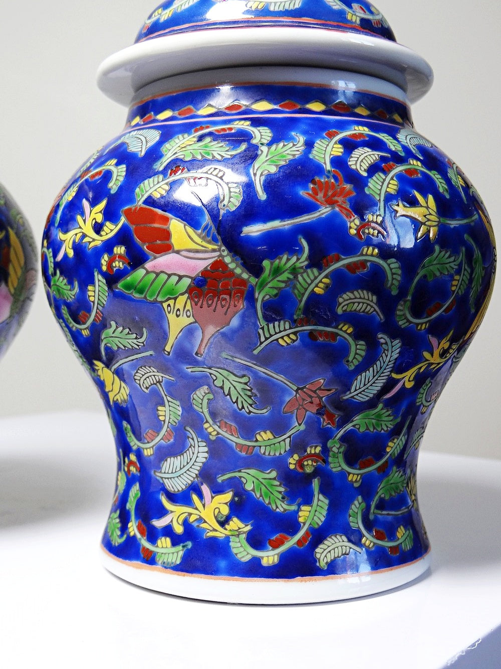 Vintage Set von 2 Ingwertopf von Kangxi Nian Zhi für China blau