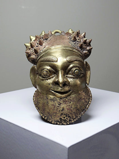 Vintage Maske Oba von Bamoun für GoldDekoration vergoldete Bronze