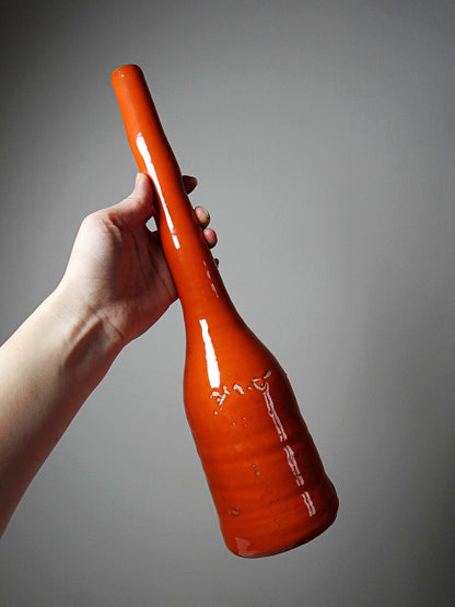 Vintage Lampenfuß Terrakotta orange glasiert Vintage Orange