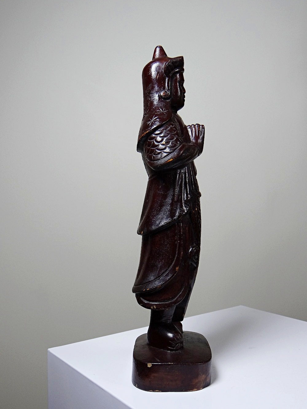 Vintage Statuette asiatische Volkskunst aus geschnitztem Massivholz