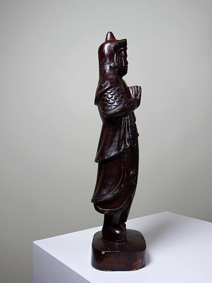 Vintage Statuette asiatische Volkskunst aus geschnitztem Massivholz