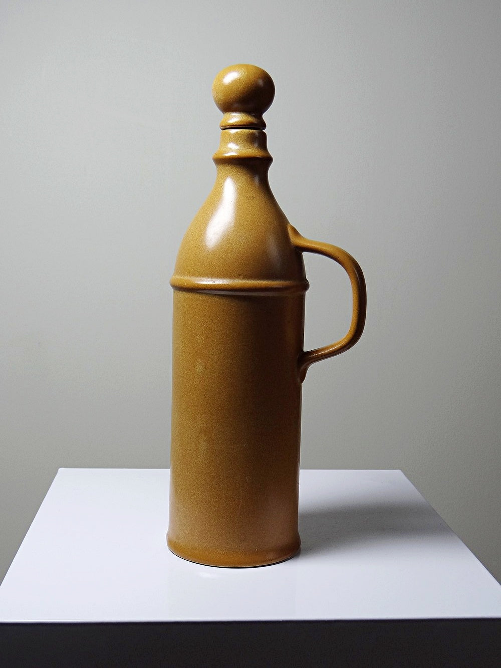 Vintage Keramikflasche von Digoin Sarreguemines für Steinzeugoptik beige rosa