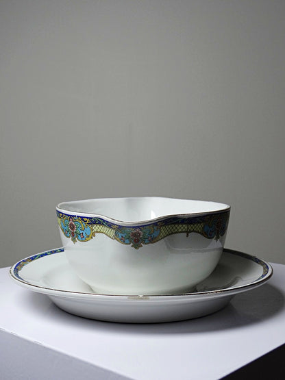 Vintage Sauciere Lunéville Opaque von Lunéville für France polychromes Dekor