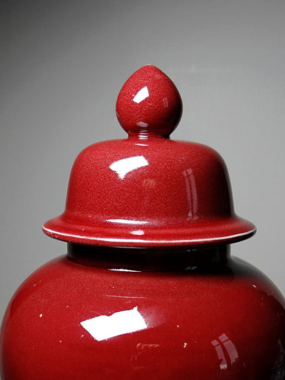 Vintage Vase chinesischer Ingwertopf oxblood und Celadon Keramik