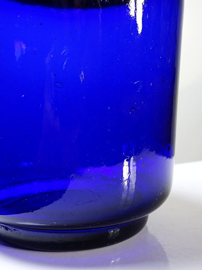 Vintage Bonbonniere blaues Kobaltglas versilbertes Metall