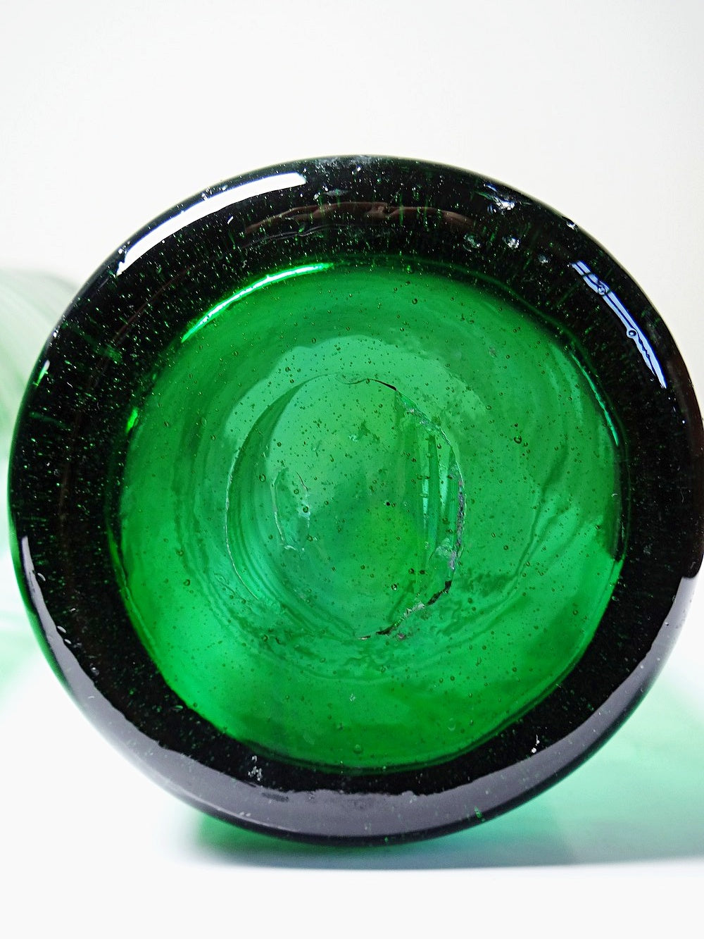 Vintage Glas Set von 2 grün gedrehtes mexikanisches mundgeblasenes Glas, groß