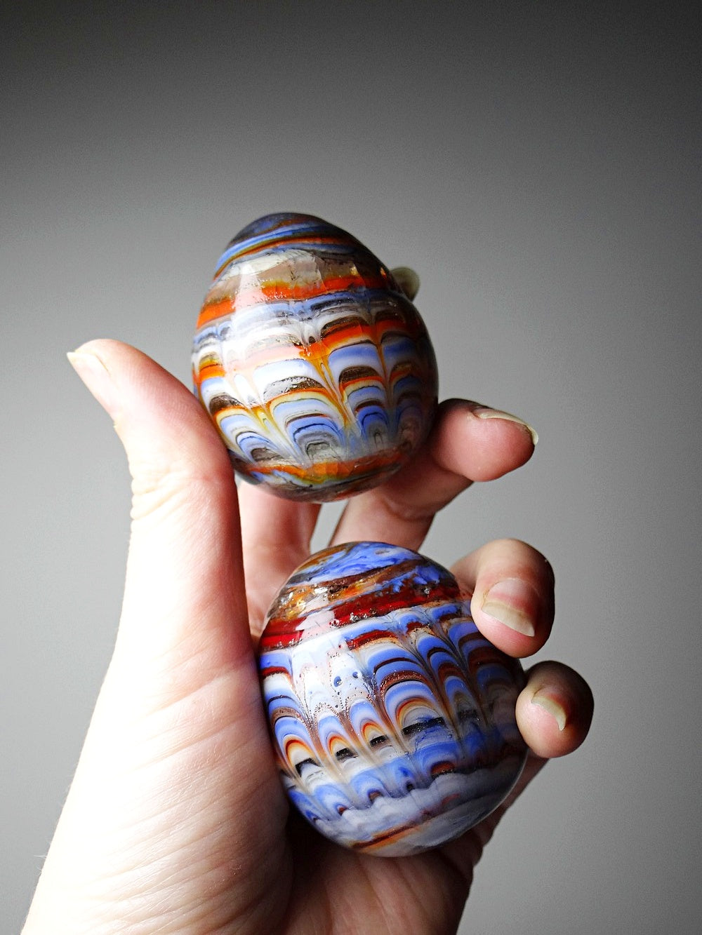 Vintage Set von 2 Murano-Glasei mehrfarbig, Kunst