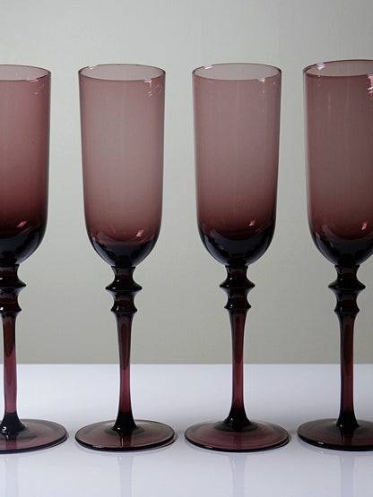 Vintage Champagnerflöte Set von 6 Violett Glas Geschirr Glas weiteres Material weiteres Material