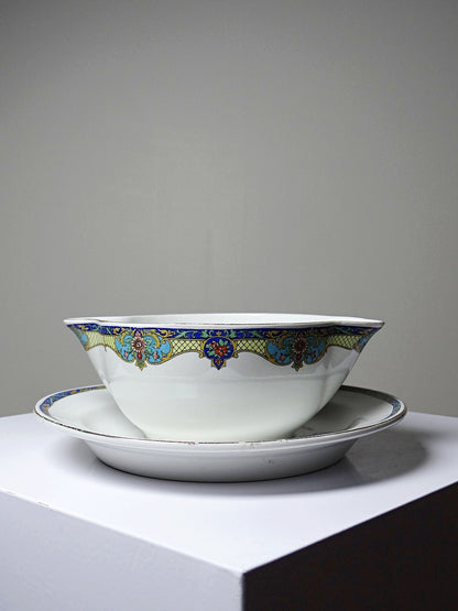 Vintage Sauciere Lunéville Opaque von Lunéville für France polychromes Dekor