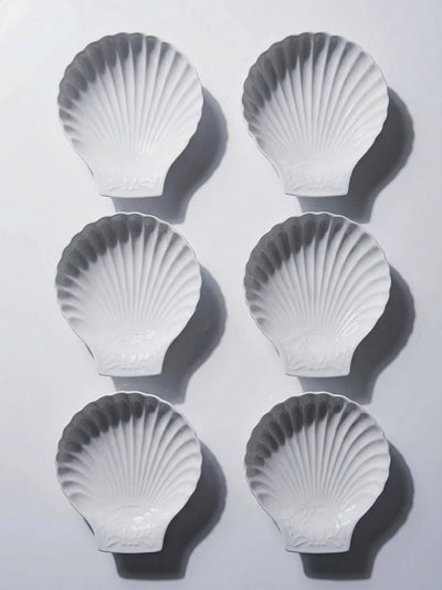 Bowl set of 6 by Philippe Deshoulières for Limoges Porcelain white dark